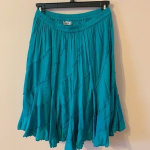 Blue bohemian midi skirt